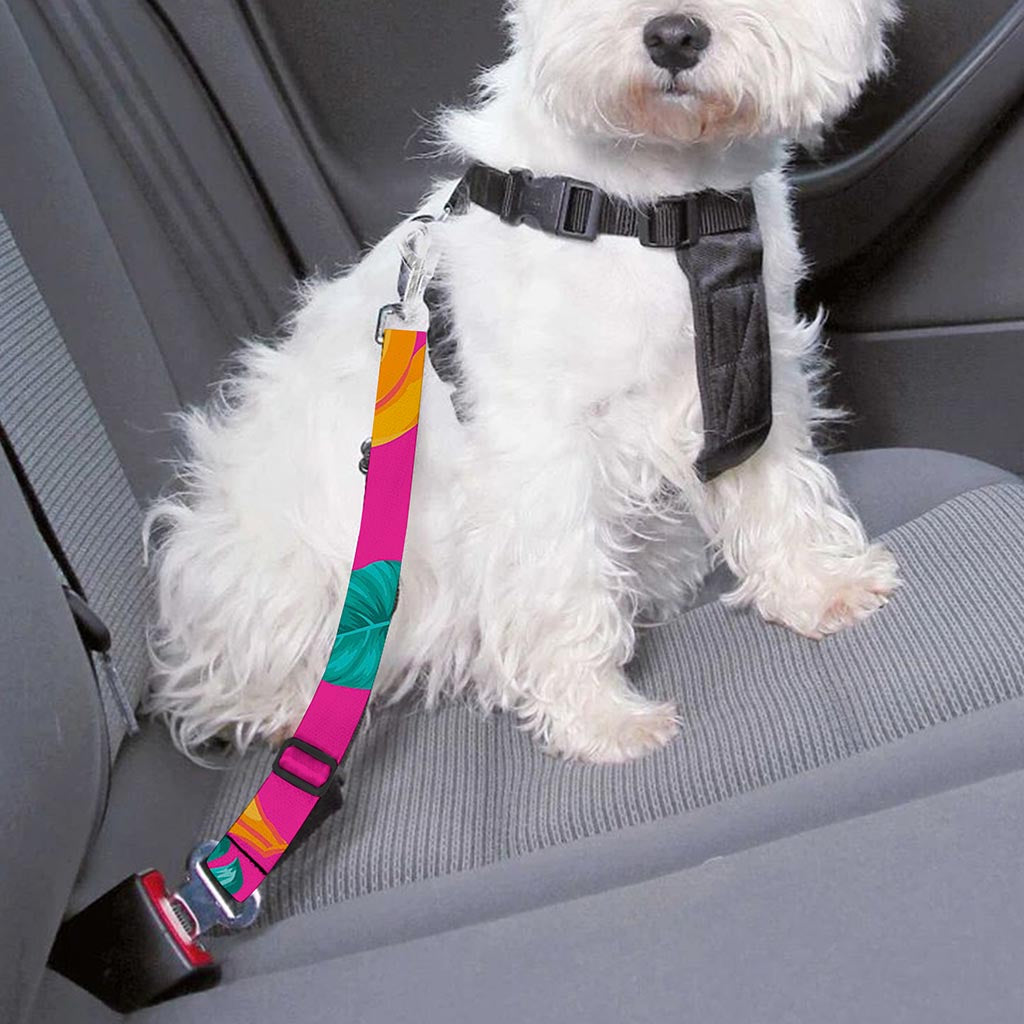 Pink Tropical Banana Pattern Print Dog Seat Belt