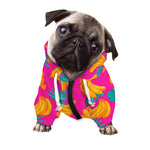 Pink Tropical Banana Pattern Print Dog Zip Up Hoodie
