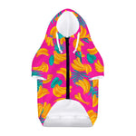 Pink Tropical Banana Pattern Print Dog Zip Up Hoodie