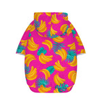 Pink Tropical Banana Pattern Print Dog Zip Up Hoodie
