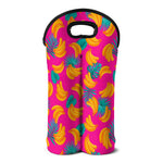 Pink Tropical Banana Pattern Print Double Neoprene Wine Tote