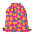 Pink Tropical Banana Pattern Print Drawstring Bag