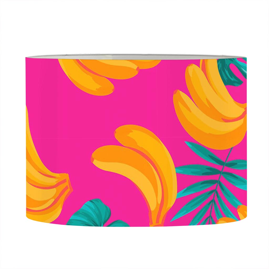 Pink Tropical Banana Pattern Print Drum Lamp Shade