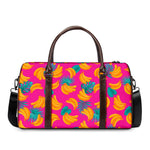 Pink Tropical Banana Pattern Print Duffle Bag