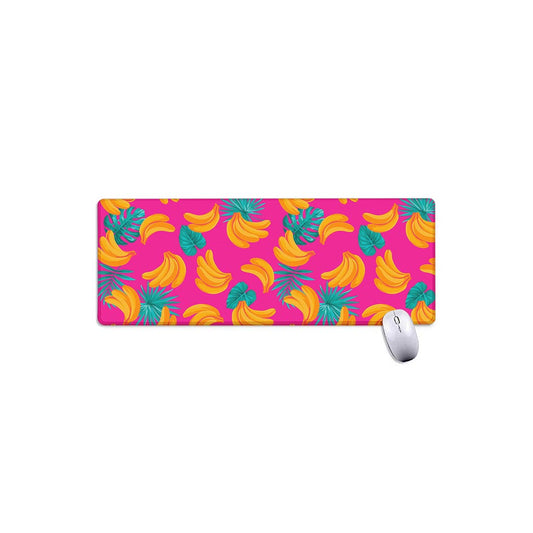 Pink Tropical Banana Pattern Print Extended Mouse Pad