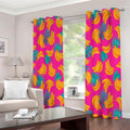 Pink Tropical Banana Pattern Print Extra Wide Grommet Curtains