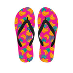 Pink Tropical Banana Pattern Print Flip Flops