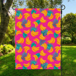 Pink Tropical Banana Pattern Print Garden Flag