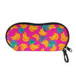 Pink Tropical Banana Pattern Print Glasses Case