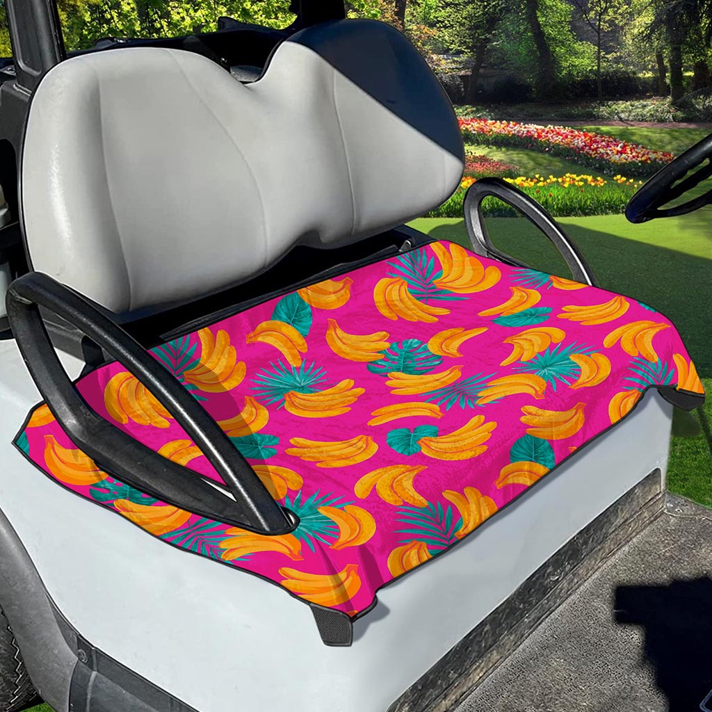 Pink Tropical Banana Pattern Print Golf Cart Seat Cover