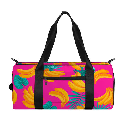 Pink Tropical Banana Pattern Print Gym Bag