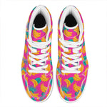 Pink Tropical Banana Pattern Print High Top Leather Sneakers
