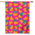 Pink Tropical Banana Pattern Print House Flag