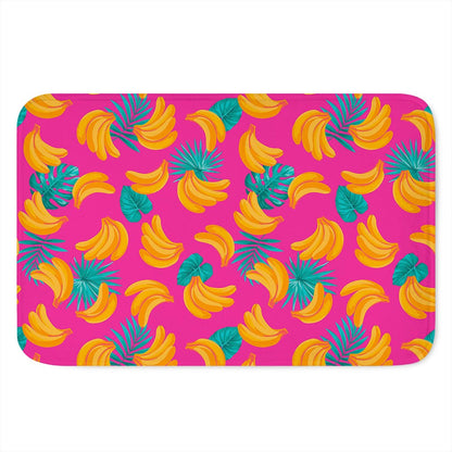 Pink Tropical Banana Pattern Print Indoor Door Mat