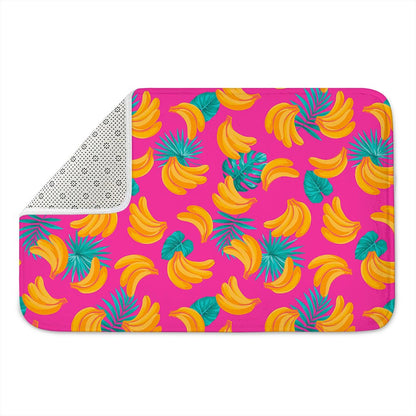 Pink Tropical Banana Pattern Print Indoor Door Mat