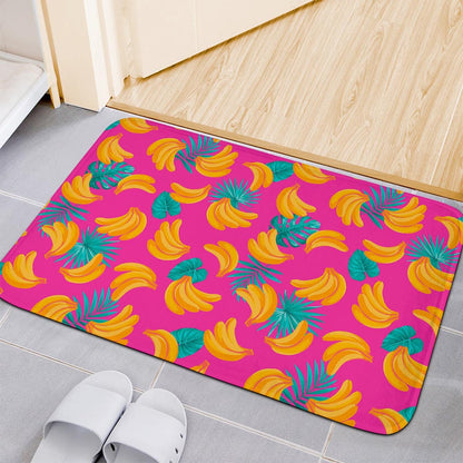 Pink Tropical Banana Pattern Print Indoor Door Mat