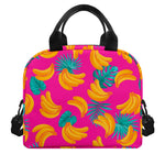Pink Tropical Banana Pattern Print Insulated Lunch Bag