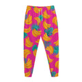 Pink Tropical Banana Pattern Print Jogger Pants