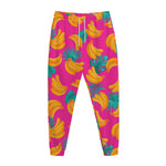 Pink Tropical Banana Pattern Print Jogger Pants