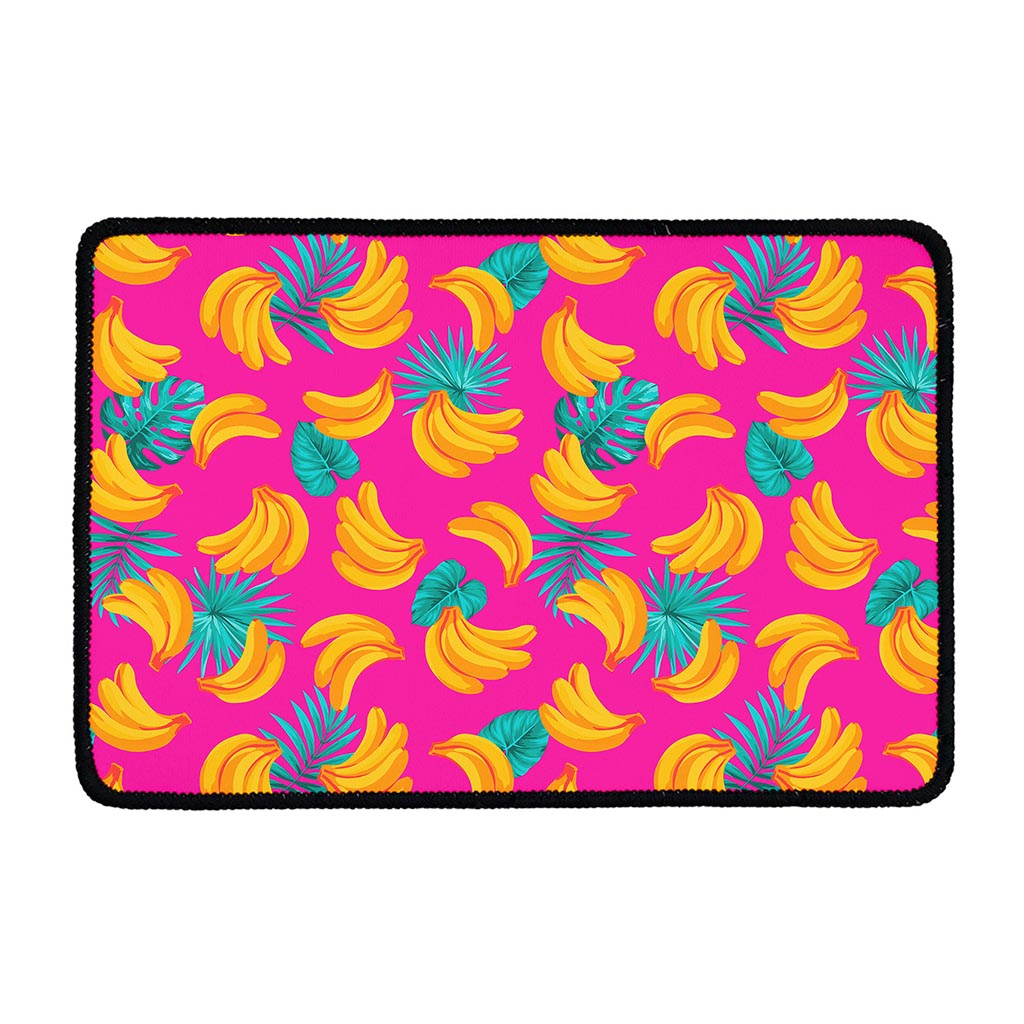Pink Tropical Banana Pattern Print Kitchen Mat