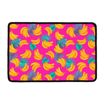Pink Tropical Banana Pattern Print Kitchen Mat
