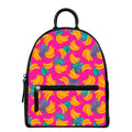 Pink Tropical Banana Pattern Print Leather Backpack