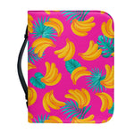 Pink Tropical Banana Pattern Print Leather Bible Cover