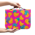 Pink Tropical Banana Pattern Print Leather Bible Cover