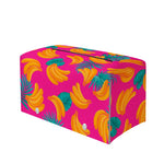 Pink Tropical Banana Pattern Print Leather Tissue Box Cover