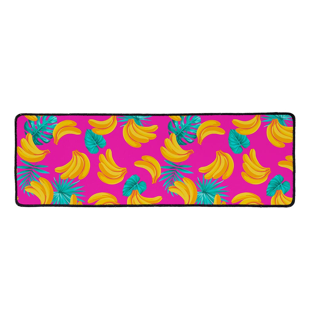 Pink Tropical Banana Pattern Print Long Kitchen Mat