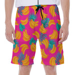 Pink Tropical Banana Pattern Print Men's Beach Shorts