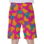 Pink Tropical Banana Pattern Print Men's Beach Shorts