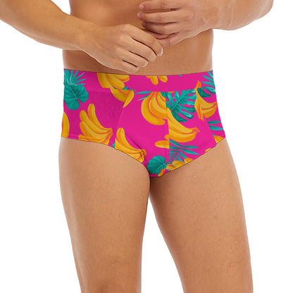 Pink Tropical Banana Pattern Print Men's Briefs