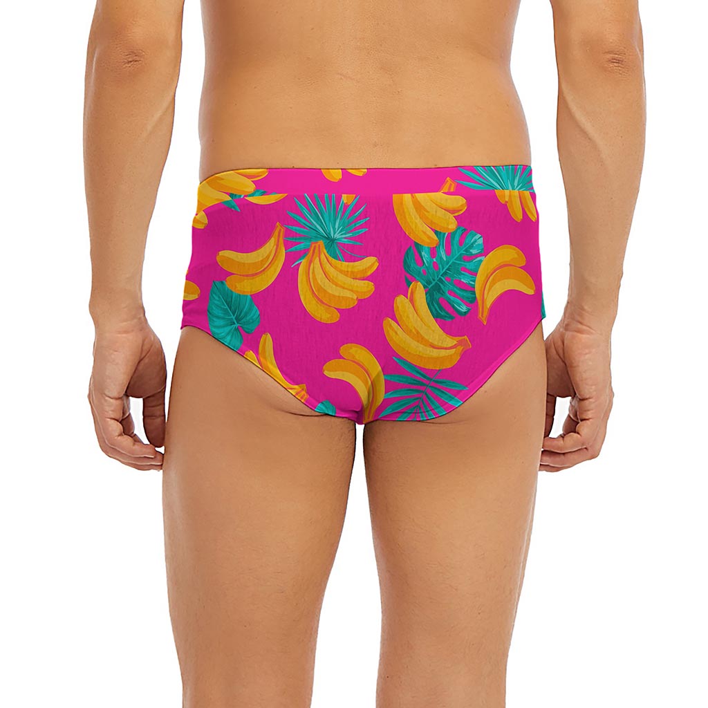 Pink Tropical Banana Pattern Print Men's Briefs