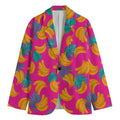 Pink Tropical Banana Pattern Print Men's Cotton Blazer