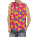 Pink Tropical Banana Pattern Print Men's Fitness Tank Top