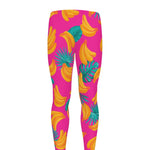 Pink Tropical Banana Pattern Print Men's leggings