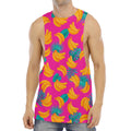 Pink Tropical Banana Pattern Print Men's Muscle Tank Top