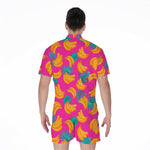 Pink Tropical Banana Pattern Print Men's Rompers