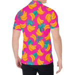 Pink Tropical Banana Pattern Print Men's Shirt