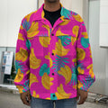 Pink Tropical Banana Pattern Print Men's Shirt Jacket