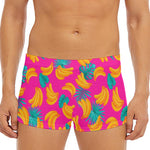 Pink Tropical Banana Pattern Print Men's Short Boxer Briefs