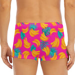 Pink Tropical Banana Pattern Print Men's Short Boxer Briefs