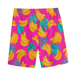 Pink Tropical Banana Pattern Print Men's Sports Shorts