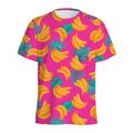 Pink Tropical Banana Pattern Print Men's Athletic T-Shirt