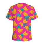 Pink Tropical Banana Pattern Print Men's Sports T-Shirt
