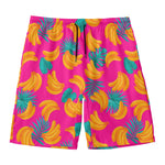 Pink Tropical Banana Pattern Print Men's Swim Trunks