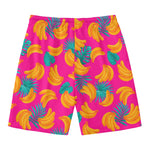 Pink Tropical Banana Pattern Print Men's Swim Trunks
