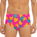 Pink Tropical Banana Pattern Print Men's Triangle Swim Briefs