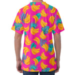 Pink Tropical Banana Pattern Print Men's Velvet T-Shirt